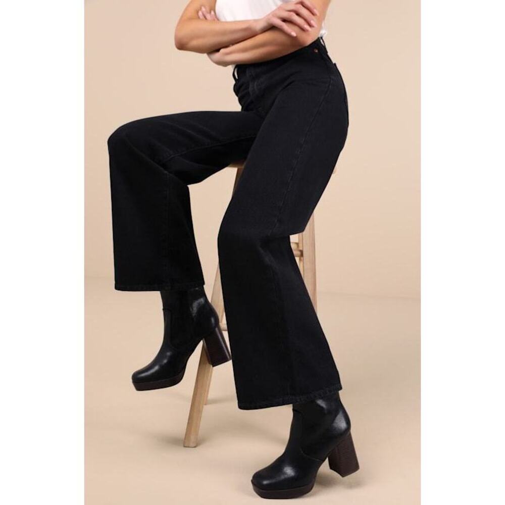 Lulus Corbinn Black Platform Ankle Booties - Size 10